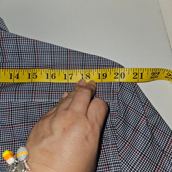 Jos. A. Bank Traveler Shirt Men's Large Blue Red Check Plaid Tailored Fit Preppy - Picture 7 of 9